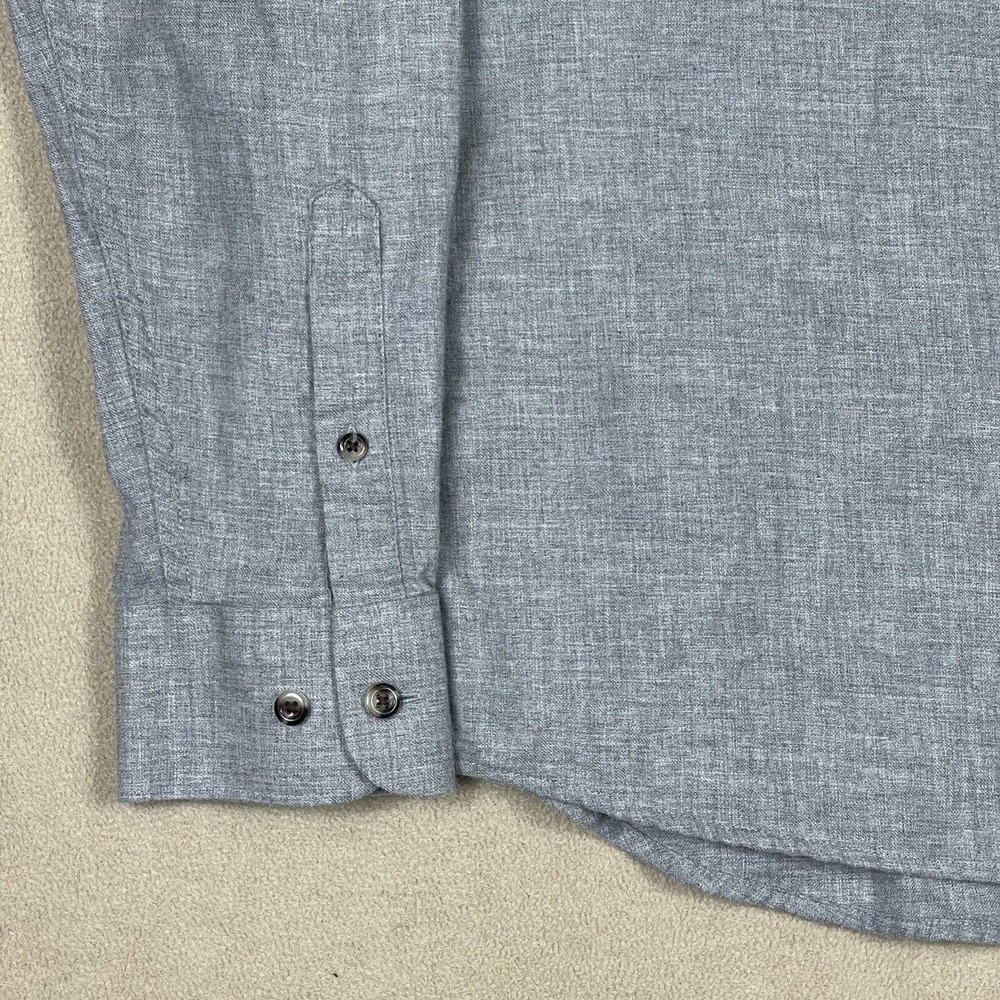 Travis Mathew Mens L Long Sleeve Button Up Shirt Gray 100% Cotton Chest Pocket - Picture 3 of 12